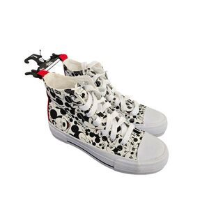 Disney Mickey Mouse Hi-Top Sneakers Women 7 Black Red Novelty Laced NWT